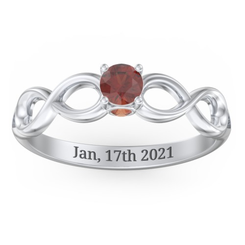 1/4 ct. Round Gemstone Infinity Peek-A-Boo Engagement Ring – Sterling Silver with Garnet