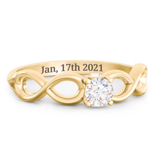 1/4 ct. Round Gemstone Infinity Peek-A-Boo Engagement Ring – 10K Yellow Gold with White Sapphire and Cubic Zirconia