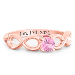 1/4 ct. Round Gemstone Infinity Peek-A-Boo Engagement Ring in 10K Solid Rose Gold with Pink Tourmaline and Garnet