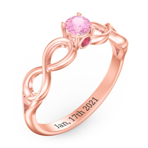 1/4 ct. Round Gemstone Infinity Peek-A-Boo Engagement Ring – 10K Rose Gold with Pink Tourmaline and Garnet
