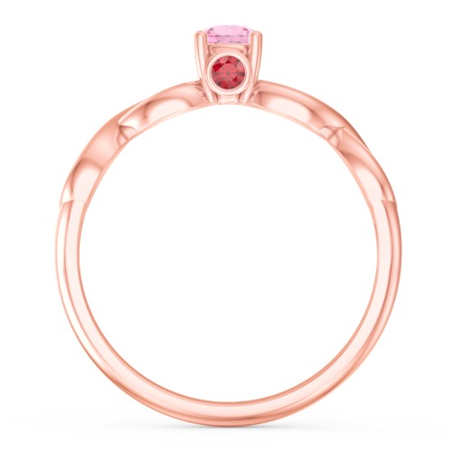 1/4 ct. Round Gemstone Infinity Peek-A-Boo Engagement Ring – 10K Rose Gold with Pink Tourmaline and Garnet