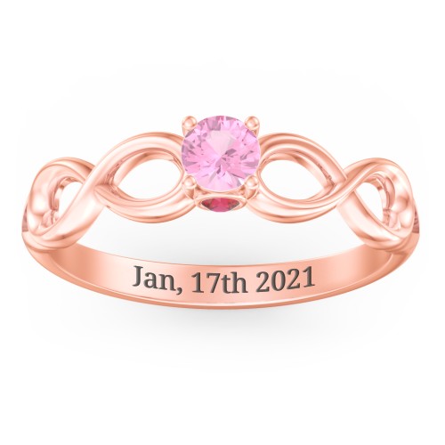 1/4 ct. Round Gemstone Infinity Peek-A-Boo Engagement Ring – 10K Rose Gold with Pink Tourmaline and Garnet