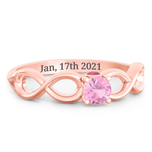 1/4 ct. Round Gemstone Infinity Peek-A-Boo Engagement Ring – 10K Rose Gold with Pink Tourmaline and Garnet