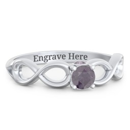 1/4 ct. Round Gemstone Infinity Peek-A-Boo Engagement Ring in 925 Sterling Silver with Alexandrite