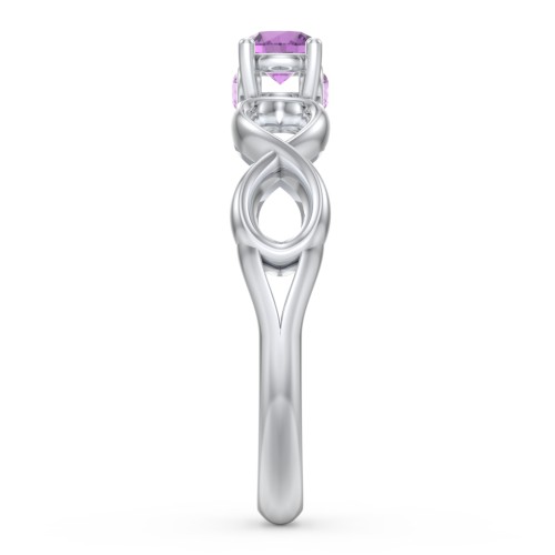 1/4 ct. Round Gemstone Infinity Peek-A-Boo Engagement Ring – Sterling Silver with Amethyst