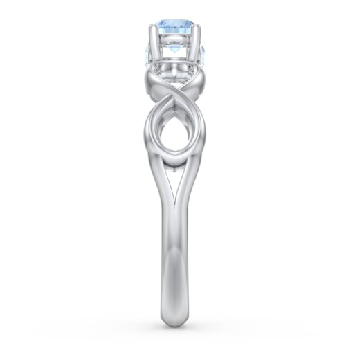 1/4 ct. Round Gemstone Infinity Peek-A-Boo Engagement Ring – Sterling Silver with Blue Topaz