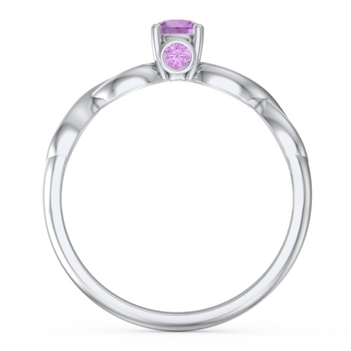 1/4 ct. Round Gemstone Infinity Peek-A-Boo Engagement Ring – Sterling Silver with Amethyst