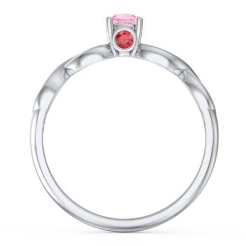 1/4 ct. Round Gemstone Infinity Peek-A-Boo Engagement Ring – Sterling Silver with Pink Tourmaline and Garnet