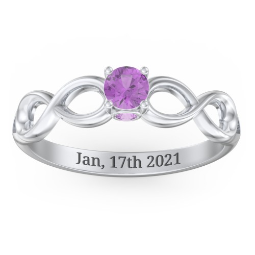 1/4 ct. Round Gemstone Infinity Peek-A-Boo Engagement Ring – Sterling Silver with Amethyst