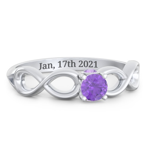 1/4 ct. Round Gemstone Infinity Peek-A-Boo Engagement Ring – Sterling Silver with Amethyst