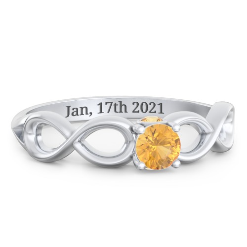 1/4 ct. Round Gemstone Infinity Peek-A-Boo Engagement Ring – Sterling Silver with Citrine