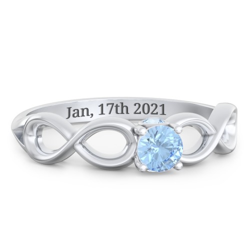 1/4 ct. Round Gemstone Infinity Peek-A-Boo Engagement Ring – Sterling Silver with Blue Topaz