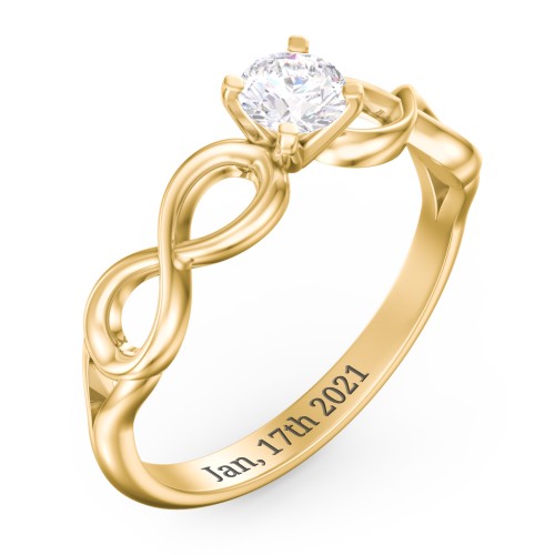 1/3 ct. Round Gemstone Infinity Engagement Ring – 10K Yellow Gold with White Premium Zirconia