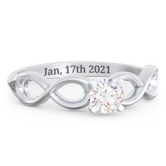 1/3 ct. Round Gemstone Infinity Engagement Ring – 10K Rose Gold with White Premium Zirconia
