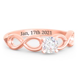 1/3 ct. Round Gemstone Infinity Engagement Ring in 10K Solid Rose Gold with White Premium Zirconia