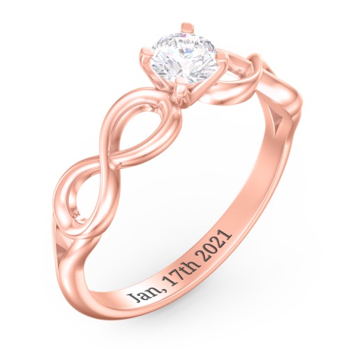 1/3 ct. Round Gemstone Infinity Engagement Ring – 10K Rose Gold with White Premium Zirconia