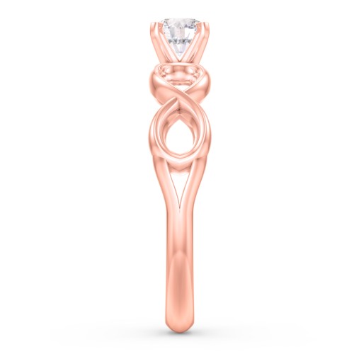 1/3 ct. Round Gemstone Infinity Engagement Ring – 10K Rose Gold with White Premium Zirconia