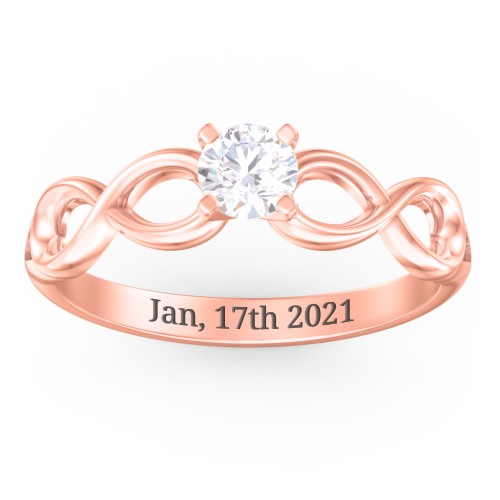 1/3 ct. Round Gemstone Infinity Engagement Ring – 10K Rose Gold with White Premium Zirconia