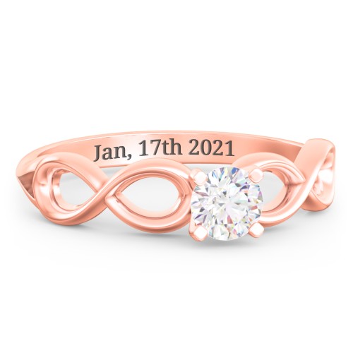 1/3 ct. Round Gemstone Infinity Engagement Ring – 10K Rose Gold with White Premium Zirconia