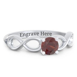 1/2 ct. Round Gemstone Infinity Engagement Ring in 925 Sterling Silver with Garnet