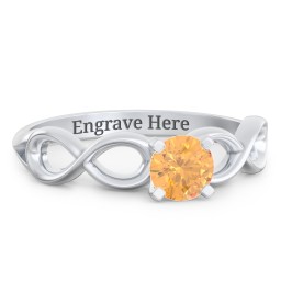 1/2 ct. Round Gemstone Infinity Engagement Ring in 925 Sterling Silver with Citrine