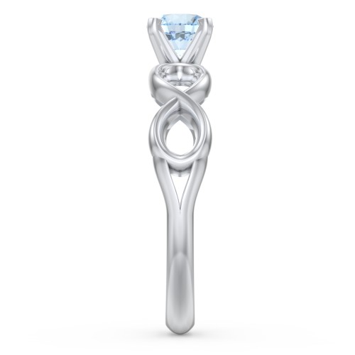 1/2 ct. Round Gemstone Infinity Engagement Ring – Sterling Silver with Aquamarine