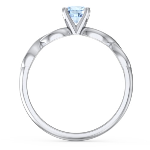 1/2 ct. Round Gemstone Infinity Engagement Ring – Sterling Silver with Aquamarine
