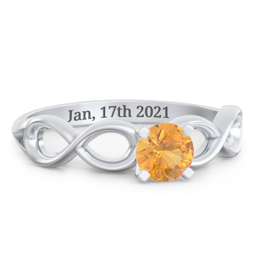 1/2 ct. Round Gemstone Infinity Engagement Ring – Sterling Silver with Citrine