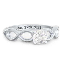1/2 ct. Round Gemstone Infinity Engagement Ring – 10K White Gold with Cubic Zirconia