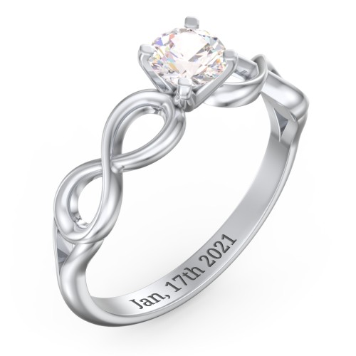 1/2 ct. Round Gemstone Infinity Engagement Ring – 10K White Gold with Cubic Zirconia