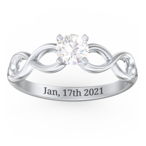 1/2 ct. Round Gemstone Infinity Engagement Ring – 10K White Gold with Cubic Zirconia