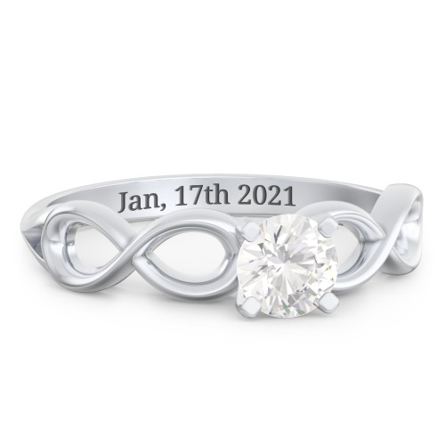 1/2 ct. Round Gemstone Infinity Engagement Ring – 10K White Gold with Cubic Zirconia