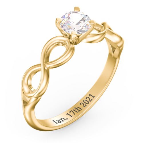 1/2 ct. Round Gemstone Infinity Engagement Ring – 10K Yellow Gold with Cubic Zirconia