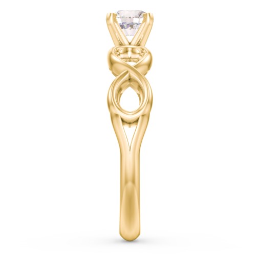 1/2 ct. Round Gemstone Infinity Engagement Ring – 10K Yellow Gold with Cubic Zirconia