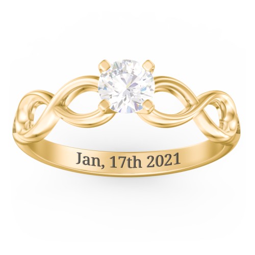 1/2 ct. Round Gemstone Infinity Engagement Ring – 10K Yellow Gold with Cubic Zirconia
