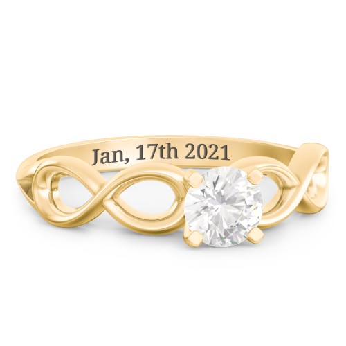1/2 ct. Round Gemstone Infinity Engagement Ring – 10K Yellow Gold with Cubic Zirconia