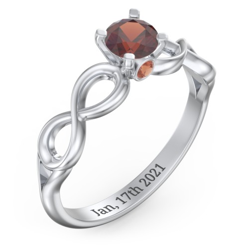 1/2 ct. Round Gemstone Infinity Peek-A-Boo Engagement Ring – Sterling Silver with Garnet
