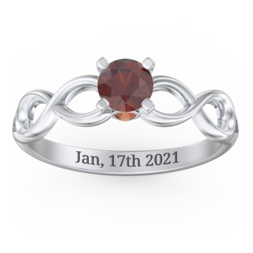 1/2 ct. Round Gemstone Infinity Peek-A-Boo Engagement Ring – Sterling Silver with Garnet