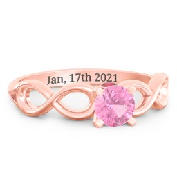 1/2 ct. Round Gemstone Infinity Peek-A-Boo Engagement Ring in 10K Solid Rose Gold with Pink Tourmaline and Garnet