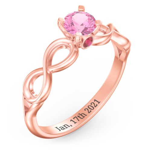 1/2 ct. Round Gemstone Infinity Peek-A-Boo Engagement Ring – 10K Rose Gold with Pink Tourmaline and Garnet
