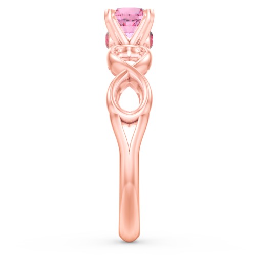 1/2 ct. Round Gemstone Infinity Peek-A-Boo Engagement Ring – 10K Rose Gold with Pink Tourmaline and Garnet