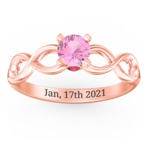 1/2 ct. Round Gemstone Infinity Peek-A-Boo Engagement Ring – 10K Rose Gold with Pink Tourmaline and Garnet