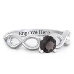 1/2 ct. Round Gemstone Infinity Peek-A-Boo Engagement Ring in 925 Sterling Silver with Smokey Quartz
