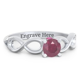 1/2 ct. Round Gemstone Infinity Peek-A-Boo Engagement Ring in 925 Sterling Silver with Ruby