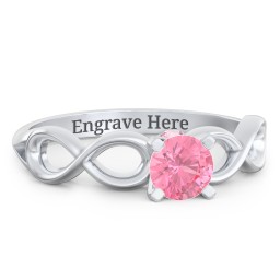 1/2 ct. Round Gemstone Infinity Peek-A-Boo Engagement Ring in 925 Sterling Silver with Pink Tourmaline