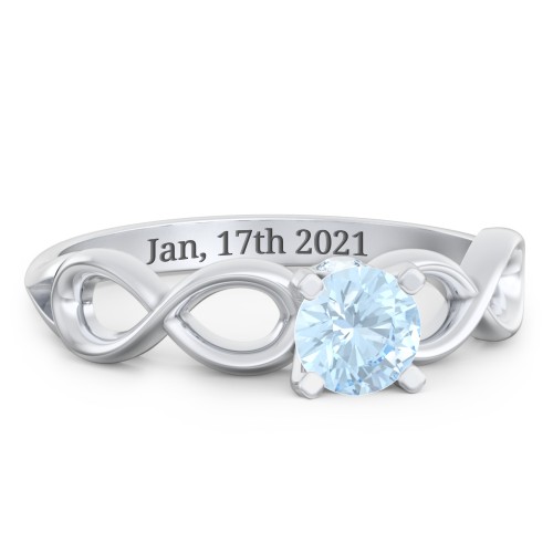 1/2 ct. Round Gemstone Infinity Peek-A-Boo Engagement Ring – Sterling Silver with Aquamarine