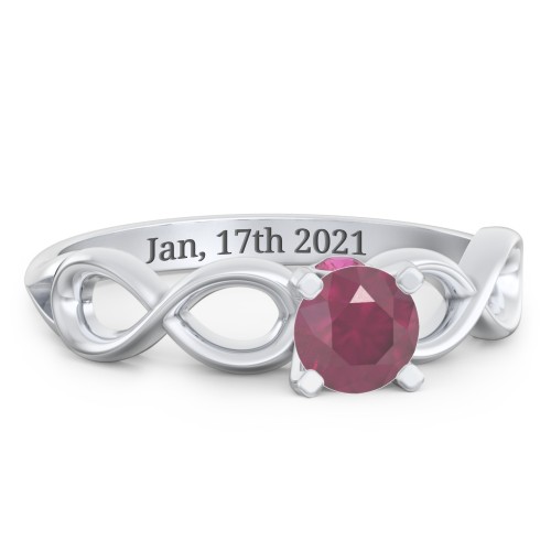 1/2 ct. Round Gemstone Infinity Peek-A-Boo Engagement Ring – Sterling Silver with Ruby