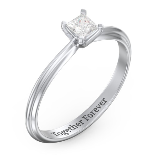 1/4 ct. Princess Gemstone Engagement Ring with Ridged Band