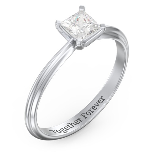 1/2 ct. Princess Gemstone Engagement Ring with Ridged Band