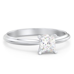 1/2 ct. Princess Gemstone Peek-A-Boo Engagement Ring with Ridged Band